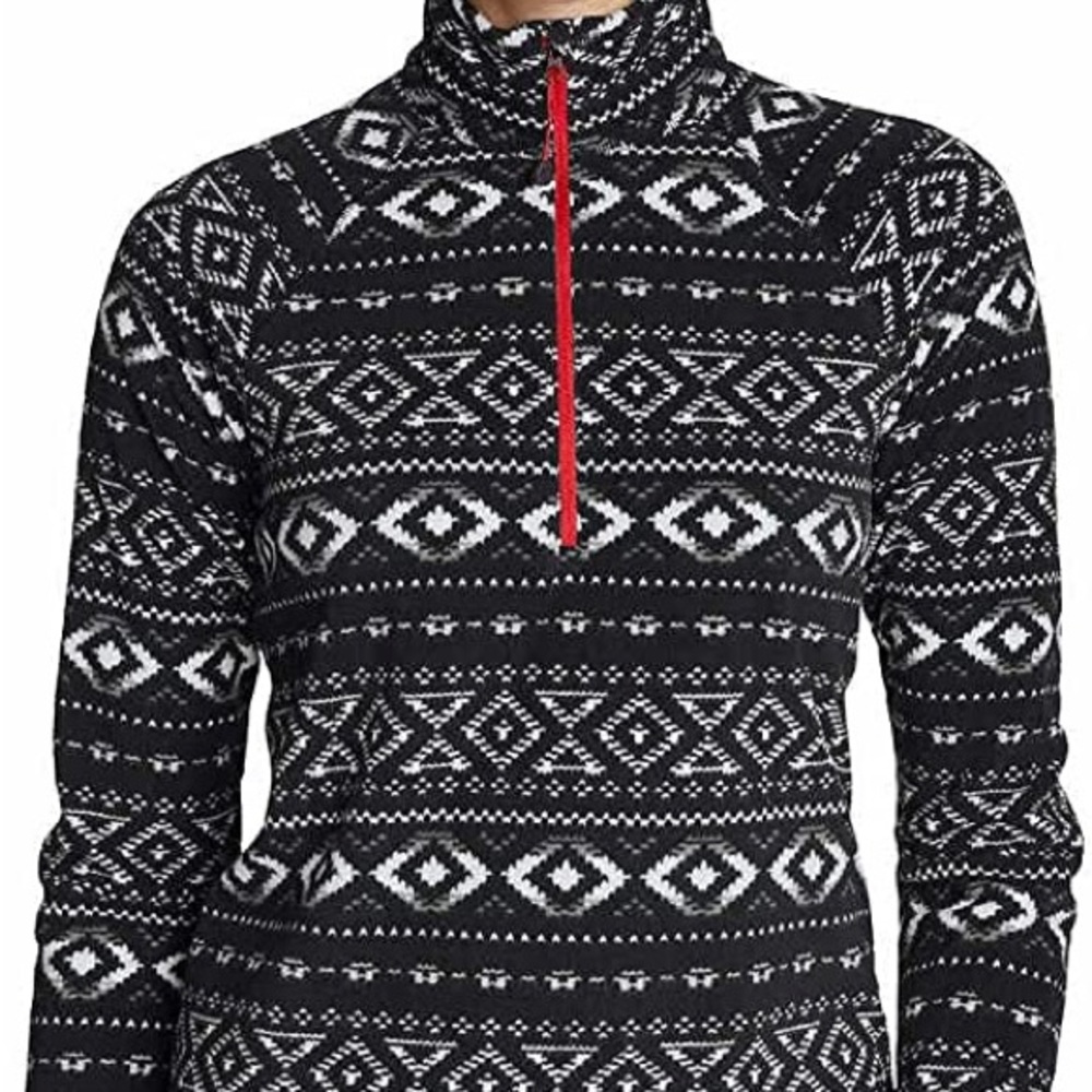 🆕 EDDIE BAUER Women's Black/White Quest Fleece 1/4 Zip Pullover Jacket, Small